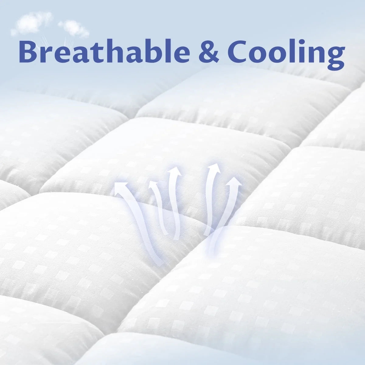 Serwall Quilted Fitted Queen Mattress Pad Pillow Top Mattress Cover Cooling Breathable Fluffy Soft Mattress Protector Top 8-21 Deep Pocket Cooling Mattress Topper, White