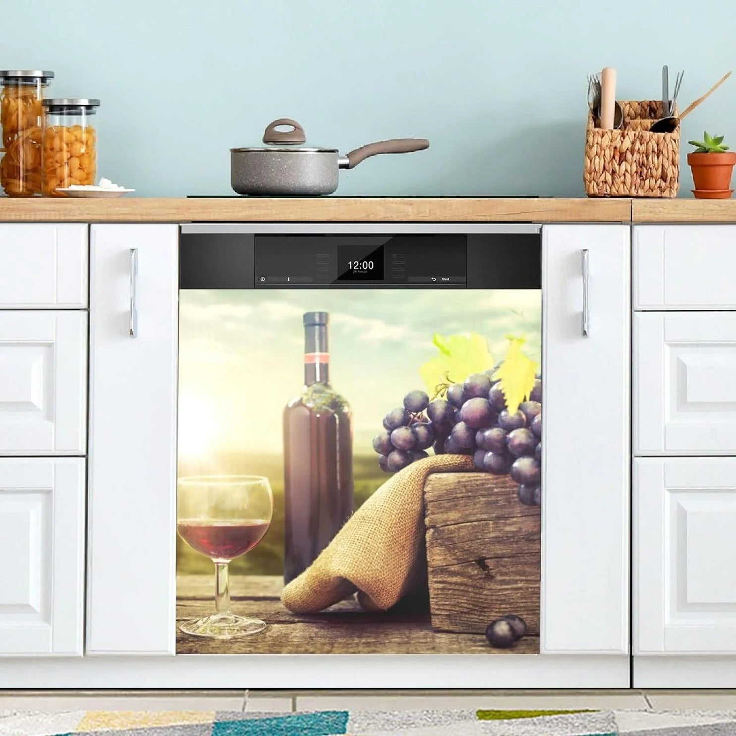 Hyjoy 23x26In Wine Theme Dishwasher Magnet Cover Decorative Magnetic Door Cover Front Dishwasher Cover Decoration Kitchen Magnetic Panel Sticker for Kitchen