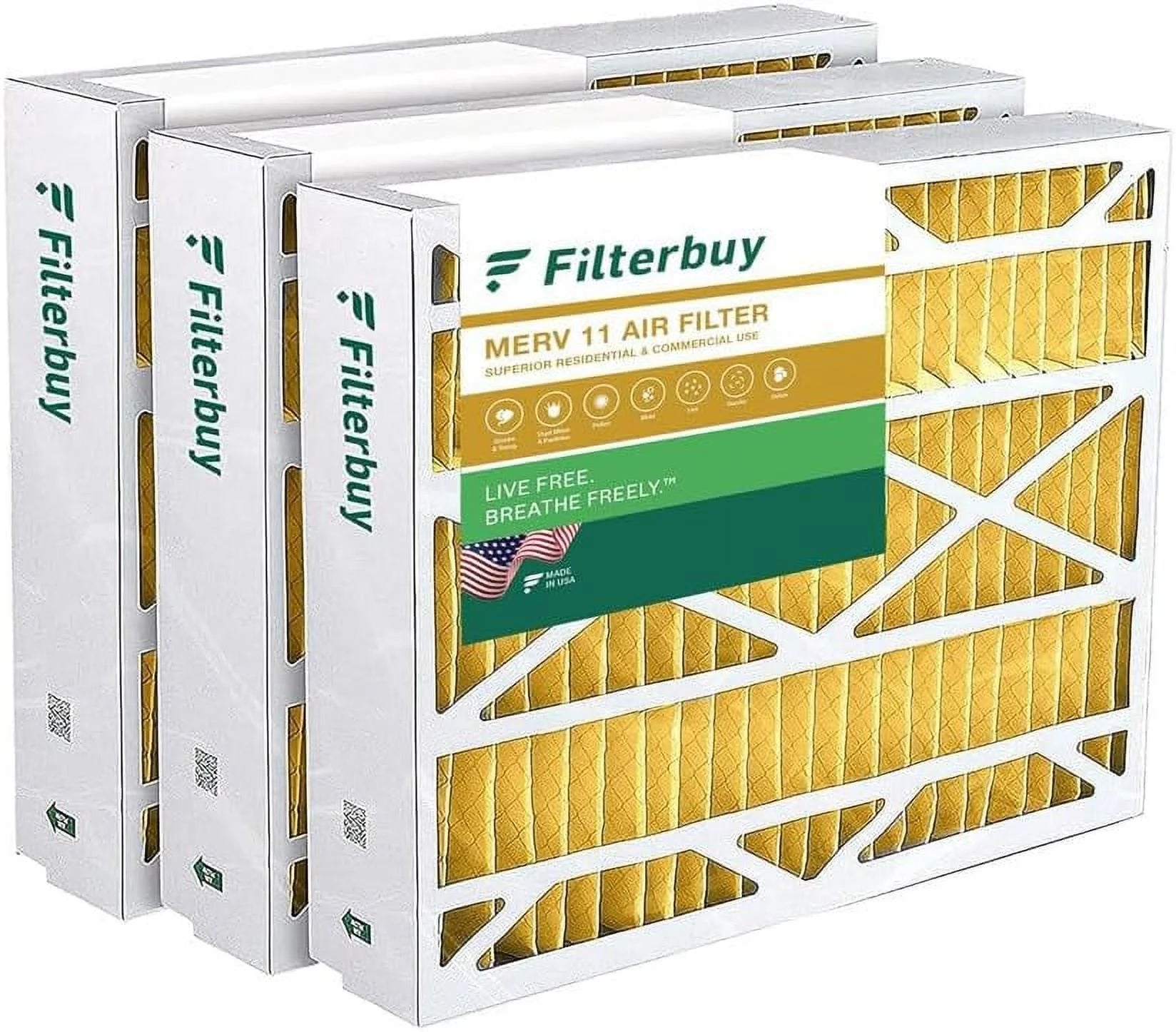 Filterbuy 24.5x27x5 MERV 11 Pleated HVAC AC Furnace Air Filters for Trane, American Standard, Honeywell, and Accumulair (3-Pack)