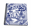 3dRose Willow Pattern Detail in Blue and White - Drawing Book, 8 by 8-inch