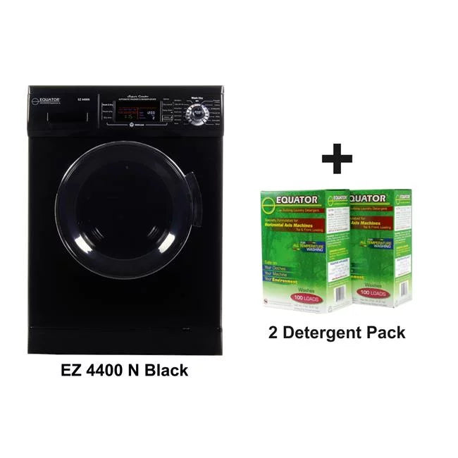 Equator EZ4400 N Black-HED 2842 13 lbs Compact Combination Washer & Dryer with 2 Detergent Box, Black