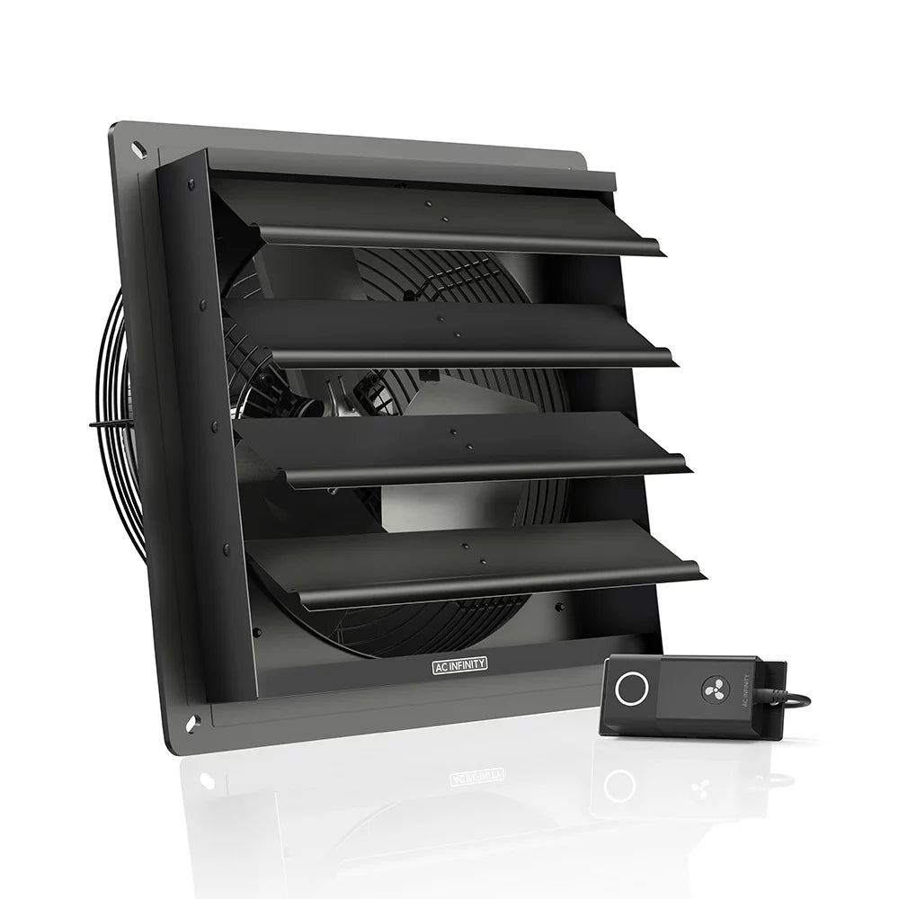 AC Infinity AIRLIFT S12, Shutter Exhaust Fan 12¡± with 10-Speed Controller, EC Motor - Wall Mount Ventilation and Cooling for Sheds, Attics, Workshops, and Greenhouses