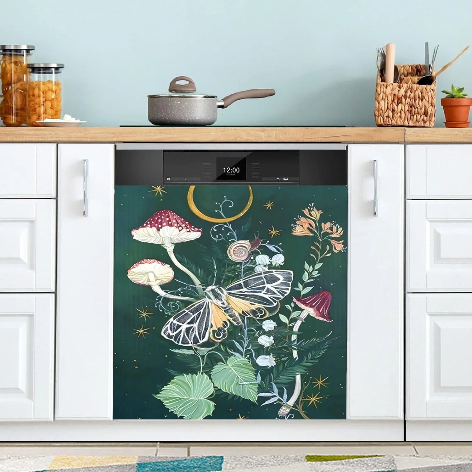 Coolnut Butterfly Dishwasher Magnet Cover Decorative Magnetic Door Cover Front Dishwasher Cover Decoration Kitchen Magnetic Panel Sticker for Kitchen,23x26inch