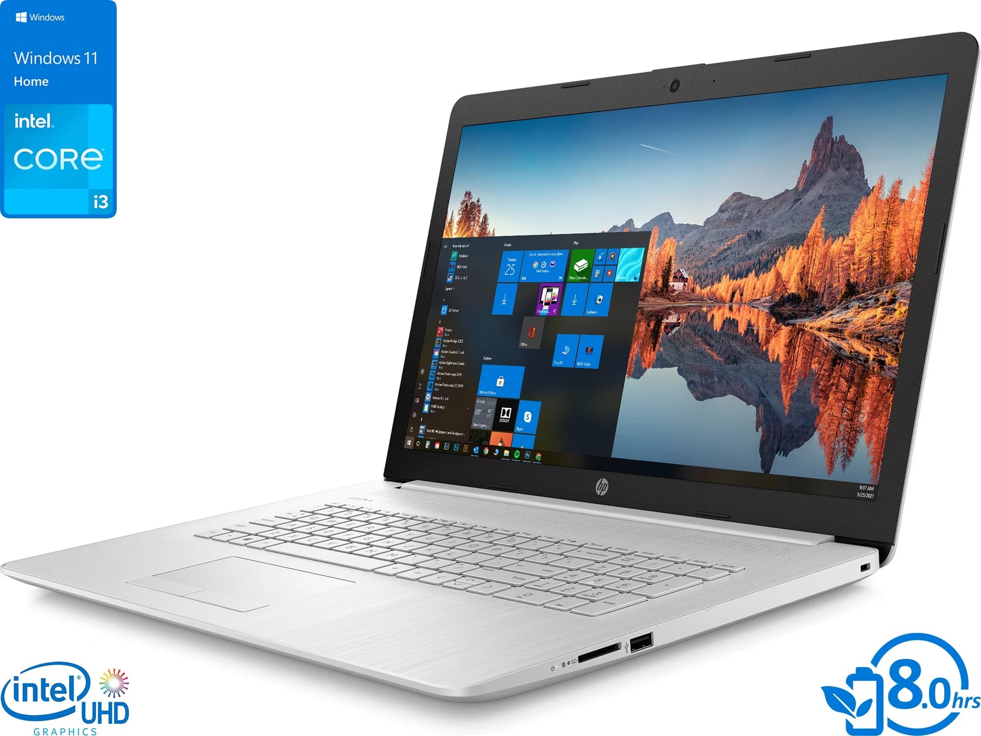 HP 17 Laptop, 17.3 HD+ Display, Intel Core i3-1115G4 Upto 4.1GHz, 8GB RAM, 512GB NVMe SSD, HDMI, Card Reader, Wi-Fi, Bluetooth, Windows 11 Home S