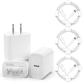 3 Pack iPhone Fast Charger [Apple MFi Certified], 20W PD USB C Wall Charger Adapter with 3 Pack 6FT Type C to Lightning Cable Compatible with iPhone