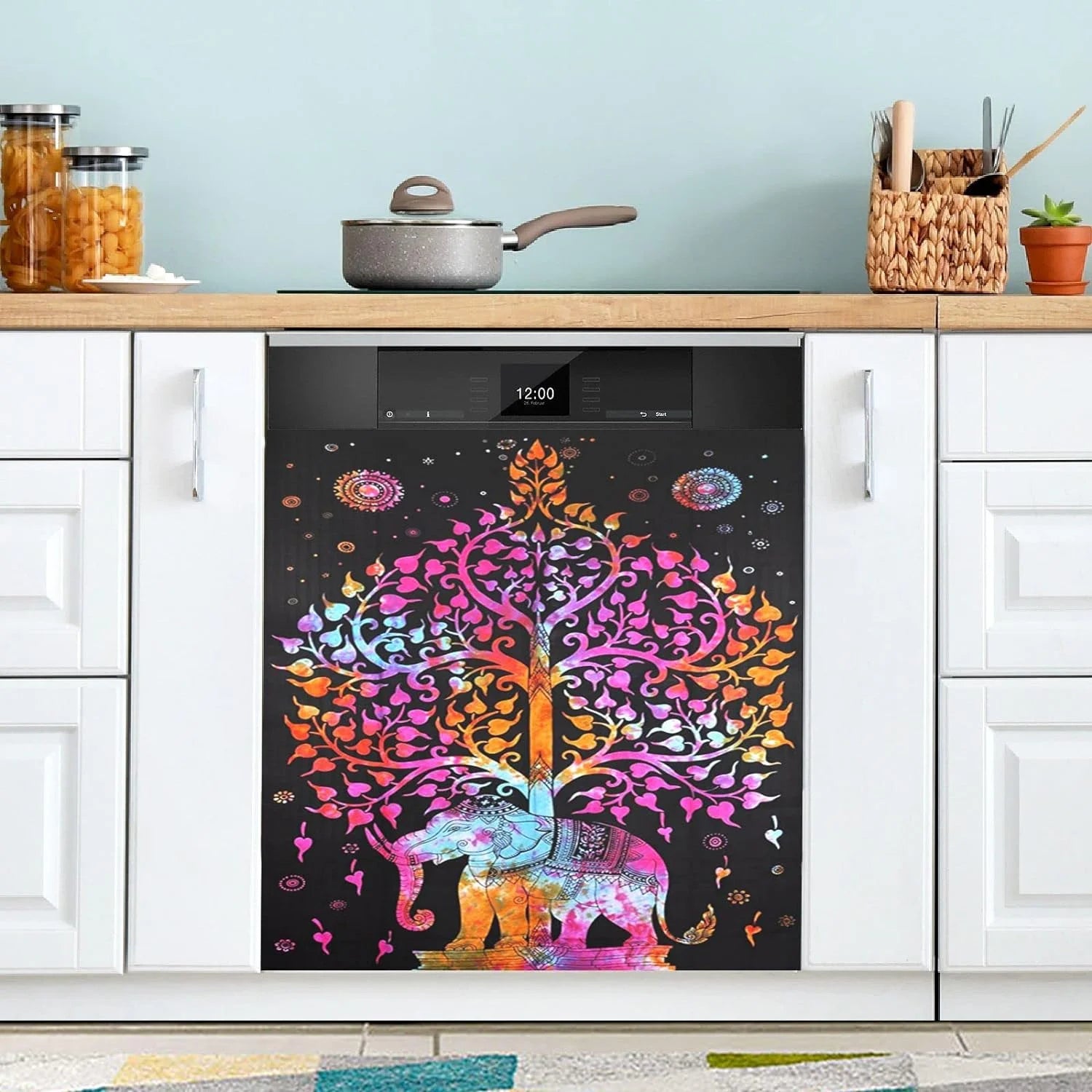 Coolnut Elephant Dishwasher Magnet Cover Decorative Magnetic Door Cover Front Dishwasher Cover Decoration Kitchen Magnetic Panel Sticker for Kitchen,23x26inch