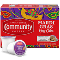 Community? Coffee Mardi Gras King Cake Coffee Single-Serve Cups 12 Ct Box Compatible with Keurig 2.0 K-Cup Brewers
