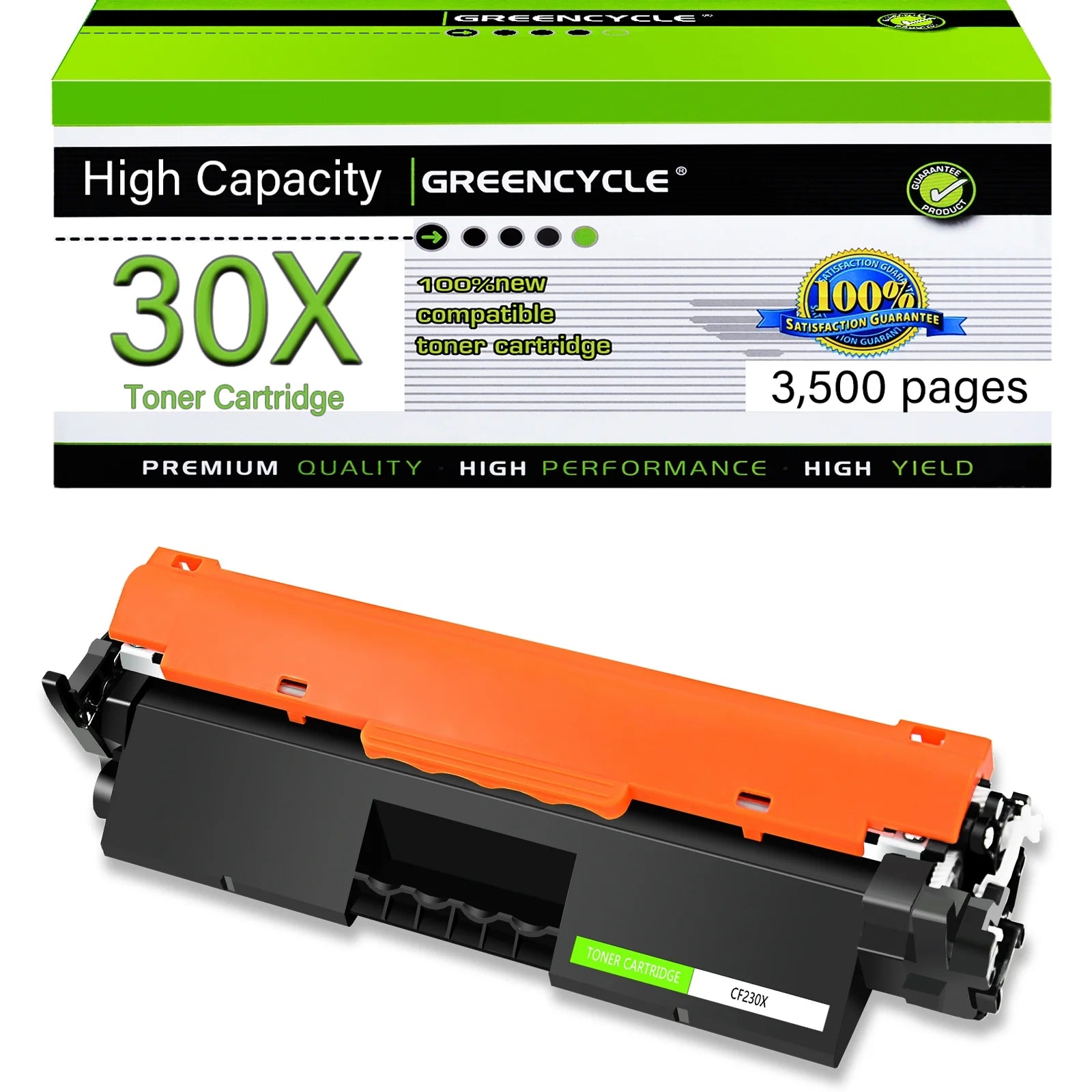 greencycle High Yield CF230X Toner Cartridge Replacement Compatible for HP 30X Black Toner Cartridge LaserJet Pro MFP M227fdw M227fdn M227sdn M203dn M203dw M203d Printer Ink Cartridge (1PCS)