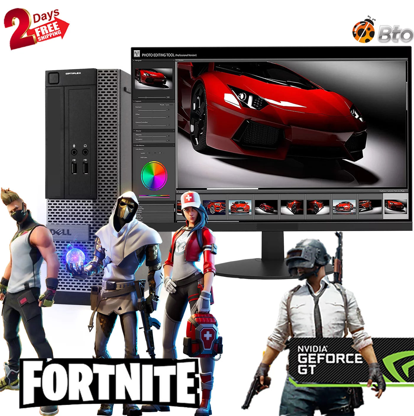 Restored Gaming Dell Desktop Computer SFF PC Core i5 CPU 8GB Ram, 120GB SSD, 1TB HDD, New 24LCD, NVIDIA GT 1030, Keyboard & Mouse, WiFi, Win10 Home (Refurbished)