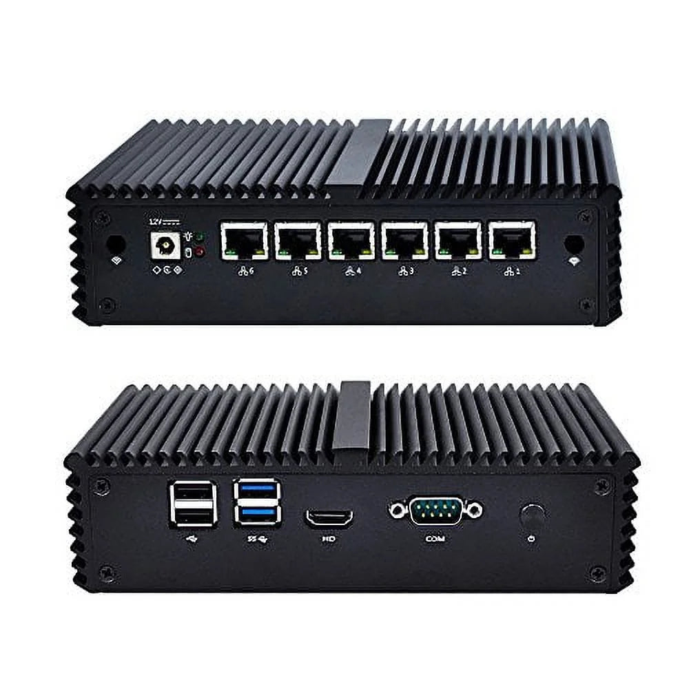 Qotom-Q535G6-S05 AES-NI Mini PC Core i3 7100U Processor 6 Gigabit LAN Fanless POS Computer (16G DDR4 RAM + 2T SATA HDD)