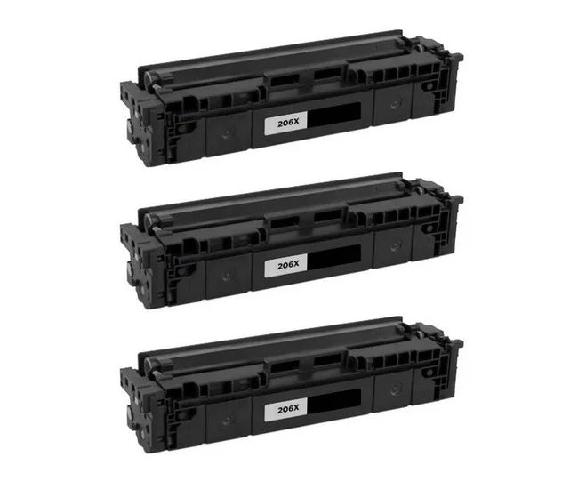 PrinterDash Compatible Replacement for Color LaserJet Pro M255/M282/M283 Series Black High Yield Toner Cartridge (3/PK-3150 Page Yield) (NO. 206X) (W2210X_3PK-DYI) - (NO CHIP)