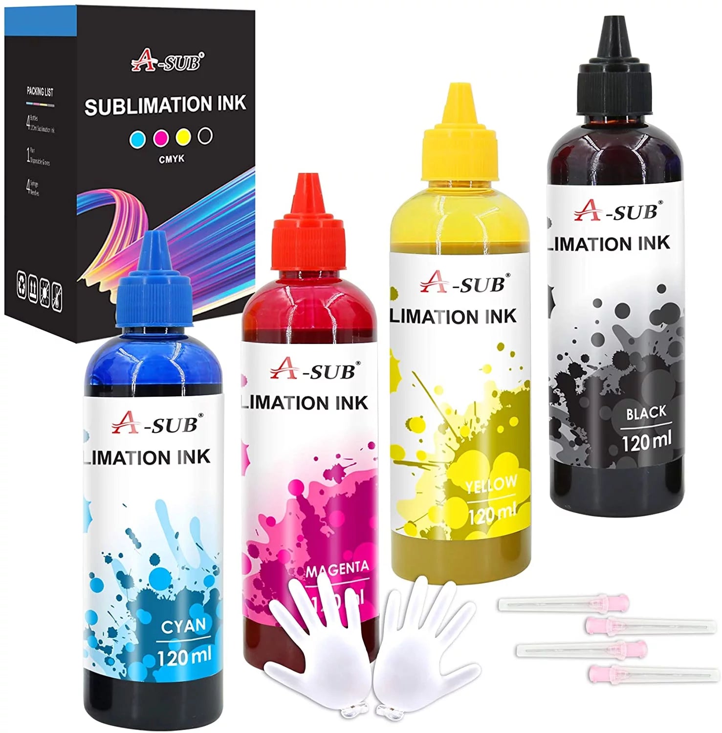 A-Sub Sublimation Ink for All Epson Inkjet Sublimation Printers WF 7720 7710  XP-4100 XP-4105 ET-2400 2800 2803 2850 2720 2760 2650 2750 C88 C88+ Heat Transfers