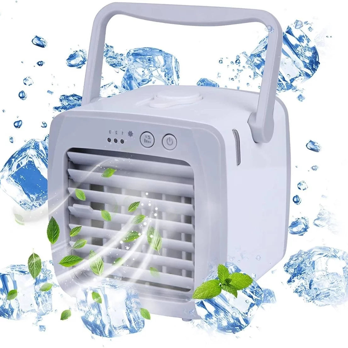 Portable USB Personal Mini Air Conditioner Fan, 3 Speeds, Quiet, Adjustable Vane, Ice Water Tank
