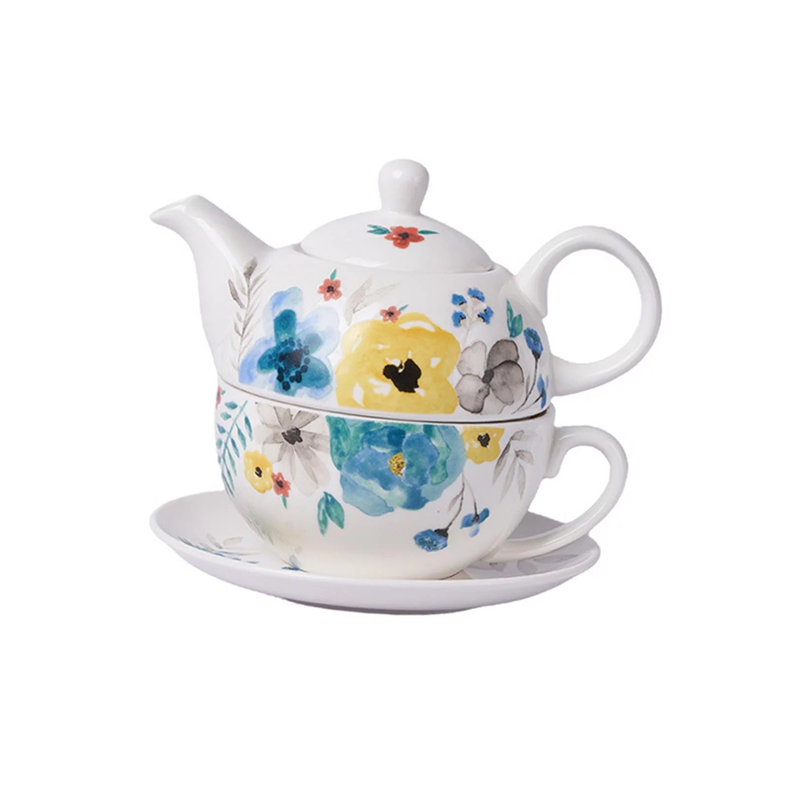 Porcelain Teakettle Colorful Painting Tea Kettle for Household Kitchen D