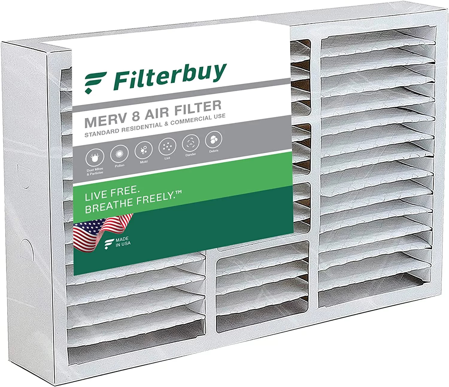 Filterbuy 14.5x27x5 MERV 8 Pleated HVAC AC Furnace Air Filters for Trane, American Standard, Honeywell, and Accumulair (1-Pack)