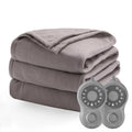 Sunbeam Grey Fleece Electric Heated Blanket Queen Size, 90 x 84