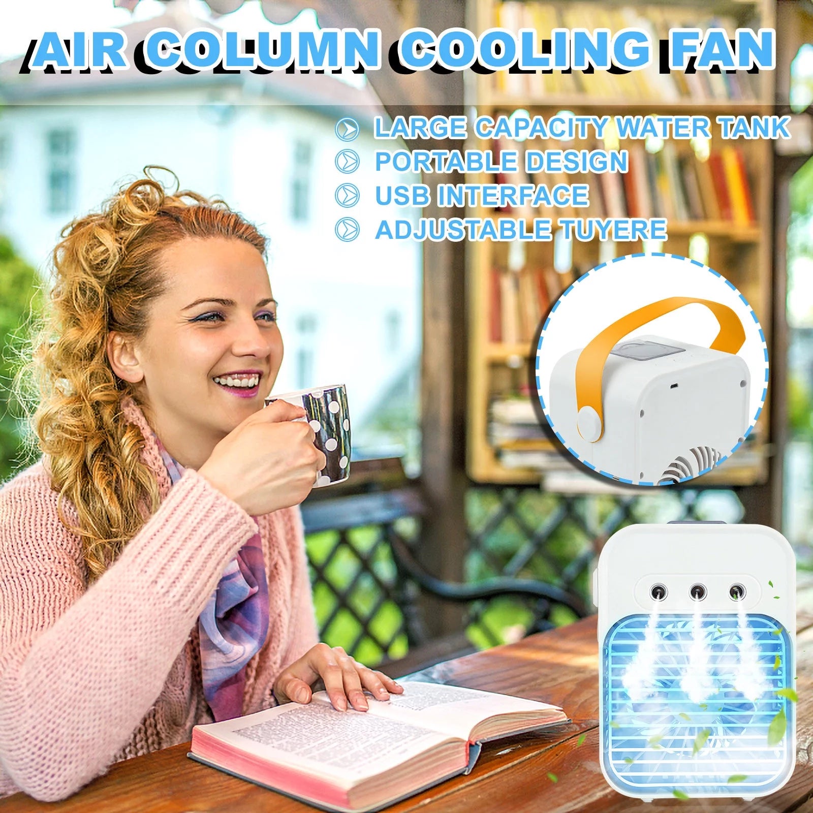 GBSELL Home Clearance Mini AirCooler Desktop USB Small AirConditioner Household Dormitory Fan 2000mAh Gifts for Women Men Mom Dad