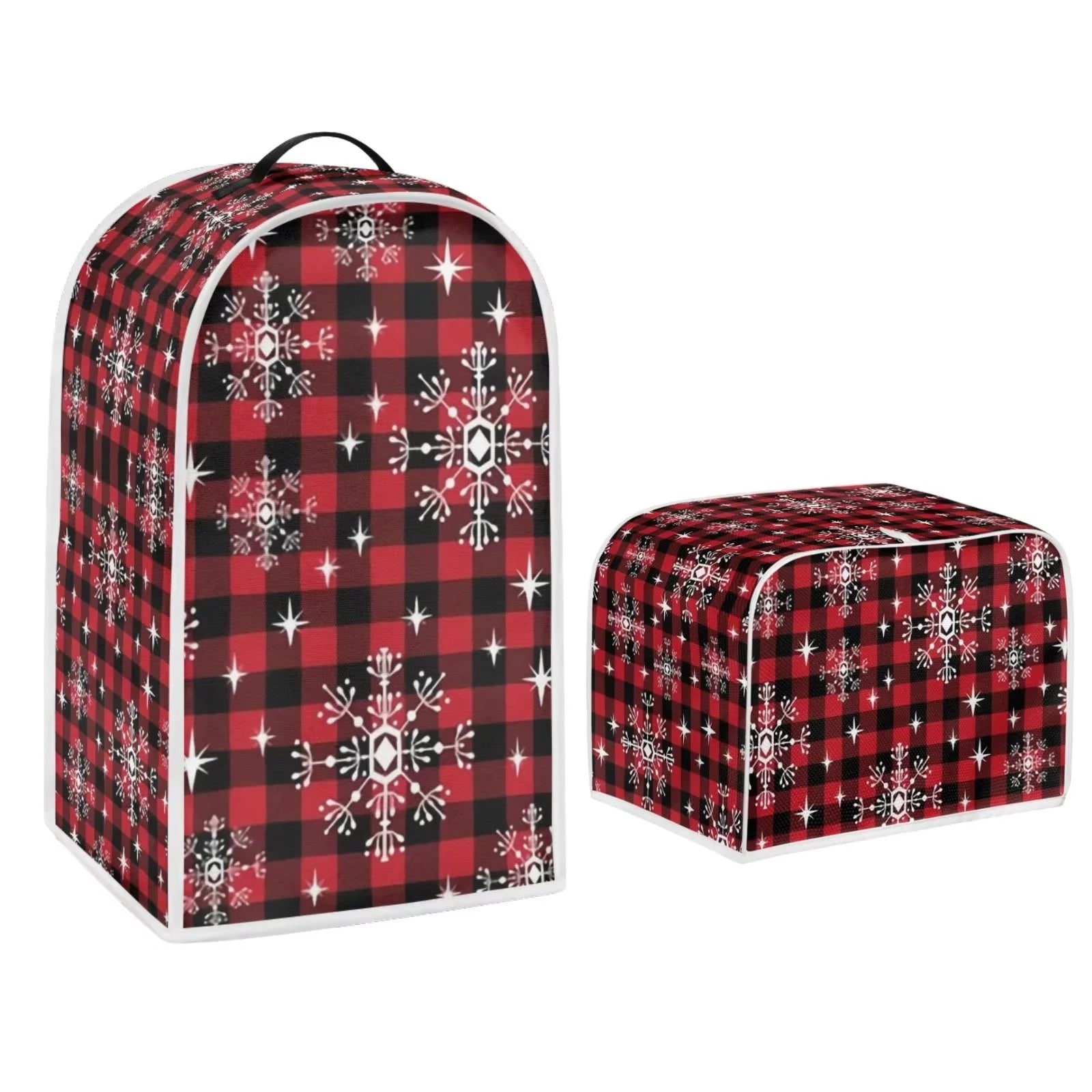 Renewold 4 Slice Toaster Cover & Blender Covers for Indoor Kitchen Christmas Decorations Recyclable Black Red Buffalo Grid Snowflake Stand Mixer Covers Dust Protection Wide Slot Toaster Bag Cover