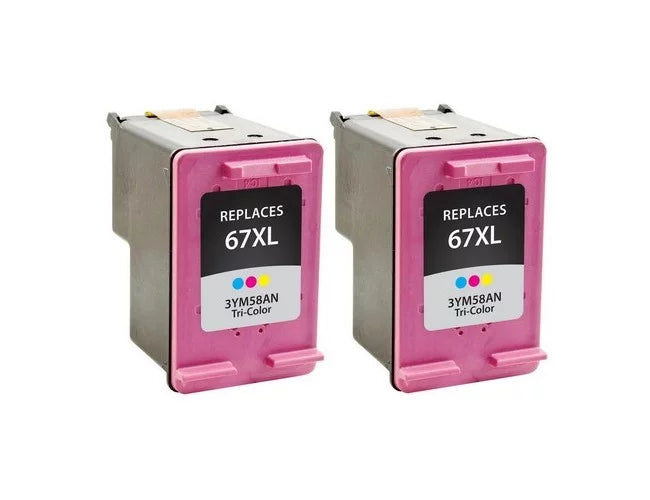 PrinterDash Replacement for Deskjet 2724/2725/2755e/4140/4155/Envy 6020/6030/6052/6075/6455/6475 Tri-Color High Yield Inkjet (2/PK-200 Page Yield) (NO. 67XL) (3YM55AN_2PK)