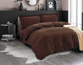 3-Piece Duvet Cover Set, 1800 Thread Count, Button Closure, Solid Color - Cooling, Breathable Material- Wrinkle, Fade, Stain Resistant, Full/Queen, Brown