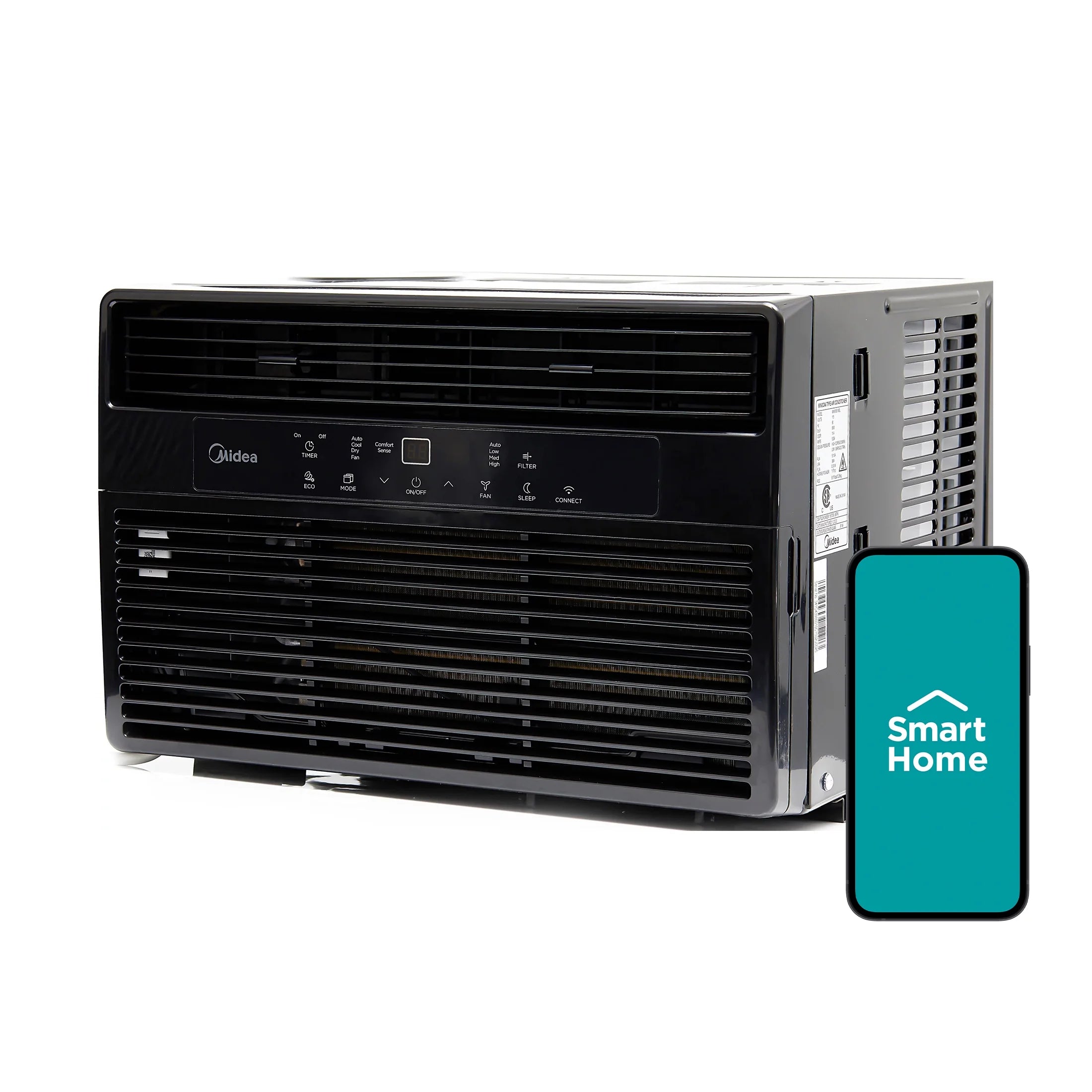 Midea 10,000 BTU 115V Smart Window Air Conditioner with Comfort Sense Remote, Black, MAW10S1WBL