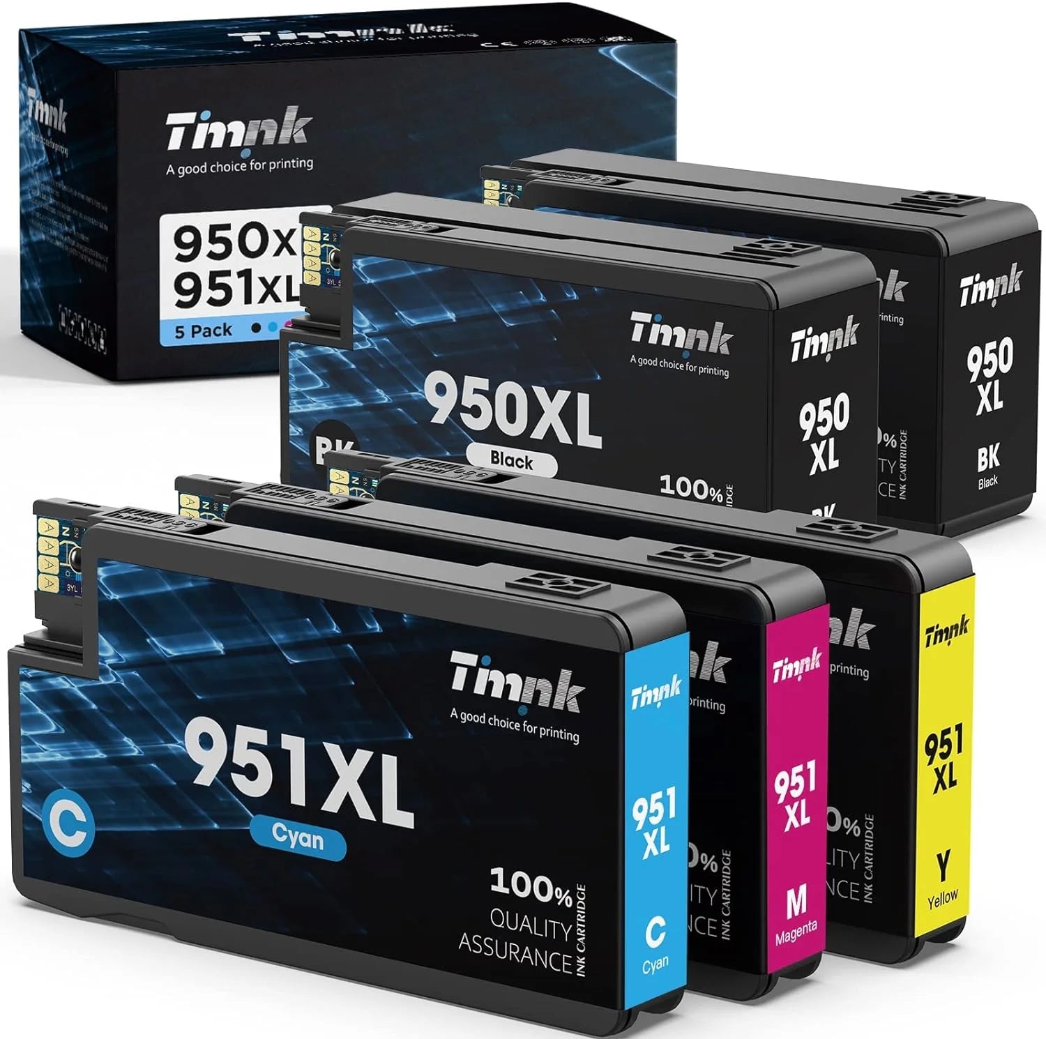 ¡¾5-Pack Larger Capacity¡¿ 950XL 951XL Ink Cartridges Combo Pack, Replacement for HP 950 951 XL Ink Cartridges, High Page