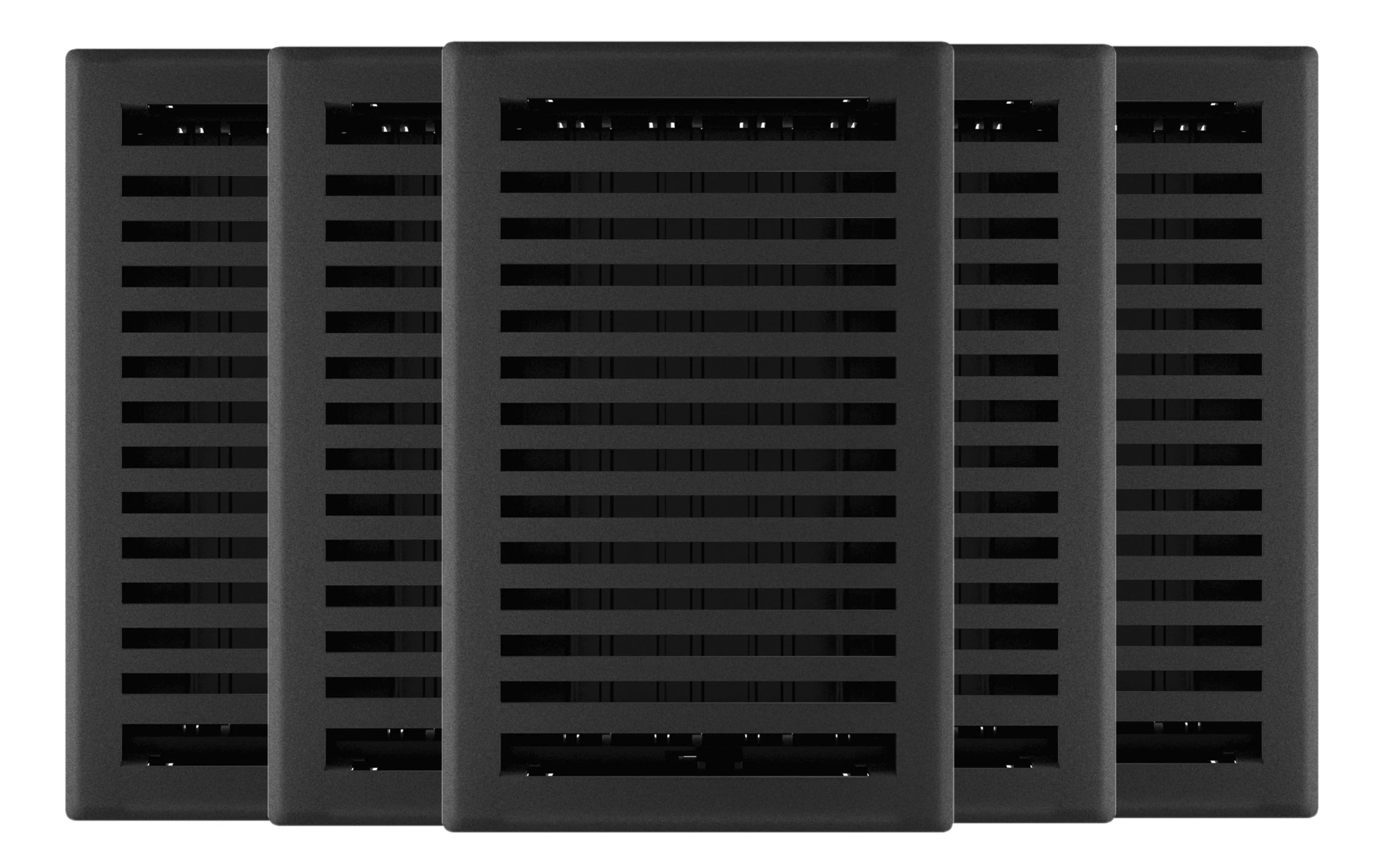 6in x 10in Montezuma Style Black Iron Metal Heating and Cooling Air Floor Register (5 PACK) - Overall 7 1/4 x 11 1/4