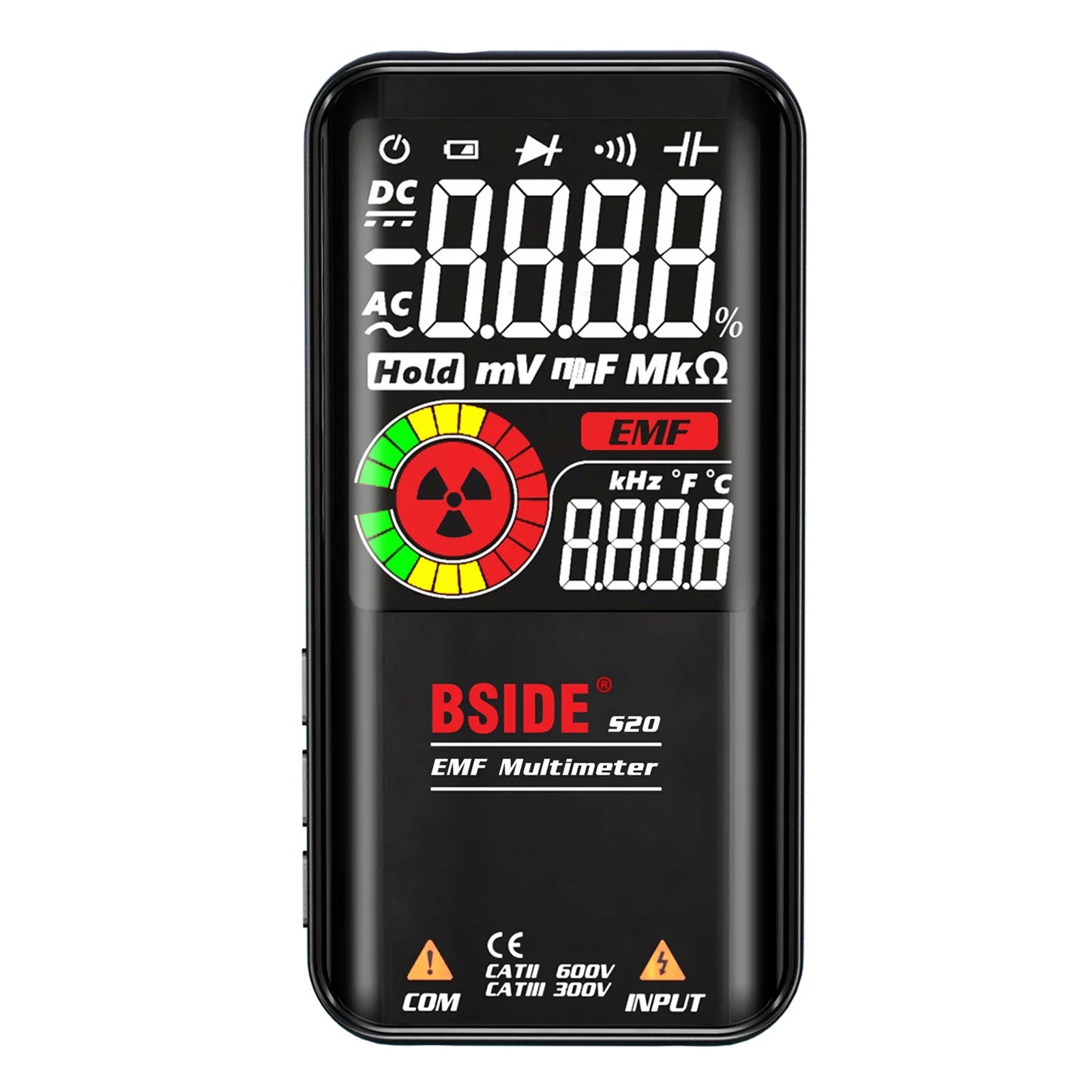 BSIDE S20 Intelligent EMF Multimeter, Radiation Detector with 9999 Counts Display, AC/DC Voltmeter for EMF Detection