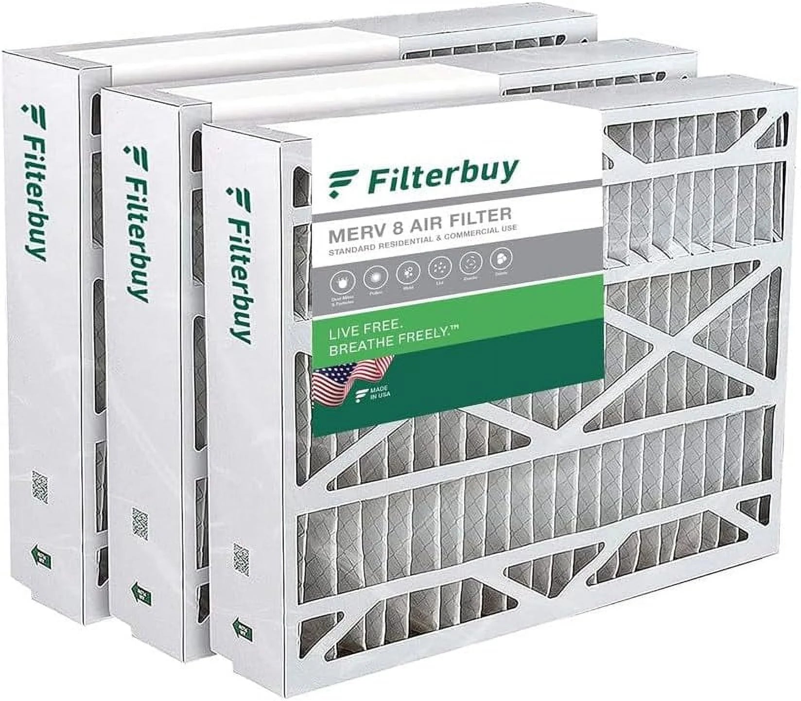 Filterbuy 21x21.5x5 MERV 8 Pleated HVAC AC Furnace Air Filters for Trane Perfect Fit (3-Pack)