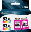 63XL Color Ink Cartridges 2 Pack Replacement for HP 63 XL HP63 HP63XL Compatible with Officejet 3830 4650 4652