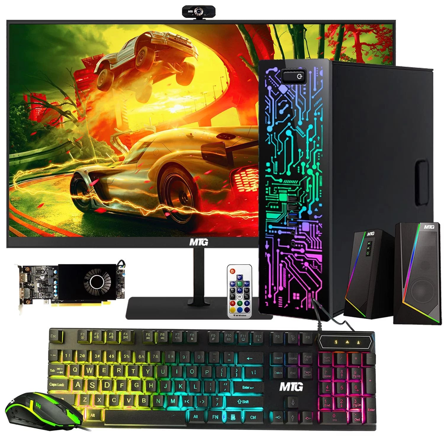 Restored Gaming Desktop PC, Intel Core i7 6th Gen, TechMagnet Zeus, AMD RX 550 Graphics, 32GB RAM, 1TB SSD + 3TB HDD, MTG New 24 Inch Monitor, RGB Keyboard Mouse, Speaker, Webcam, Wifi, Win 10 Pro (Refurbished)