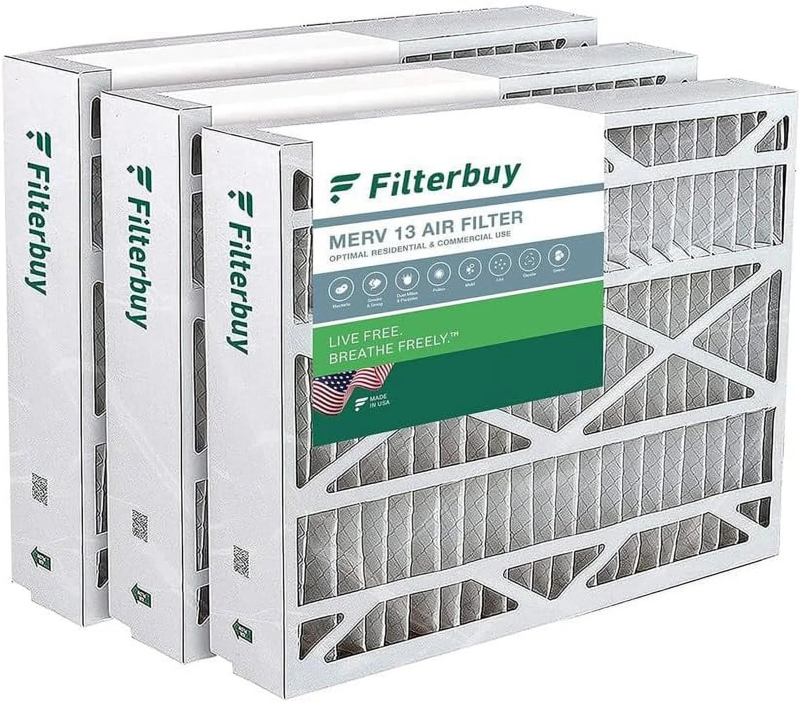 Filterbuy 21x27x5 MERV 13 Pleated HVAC AC Furnace Air Filters for Trane Perfect Fit (3-Pack)