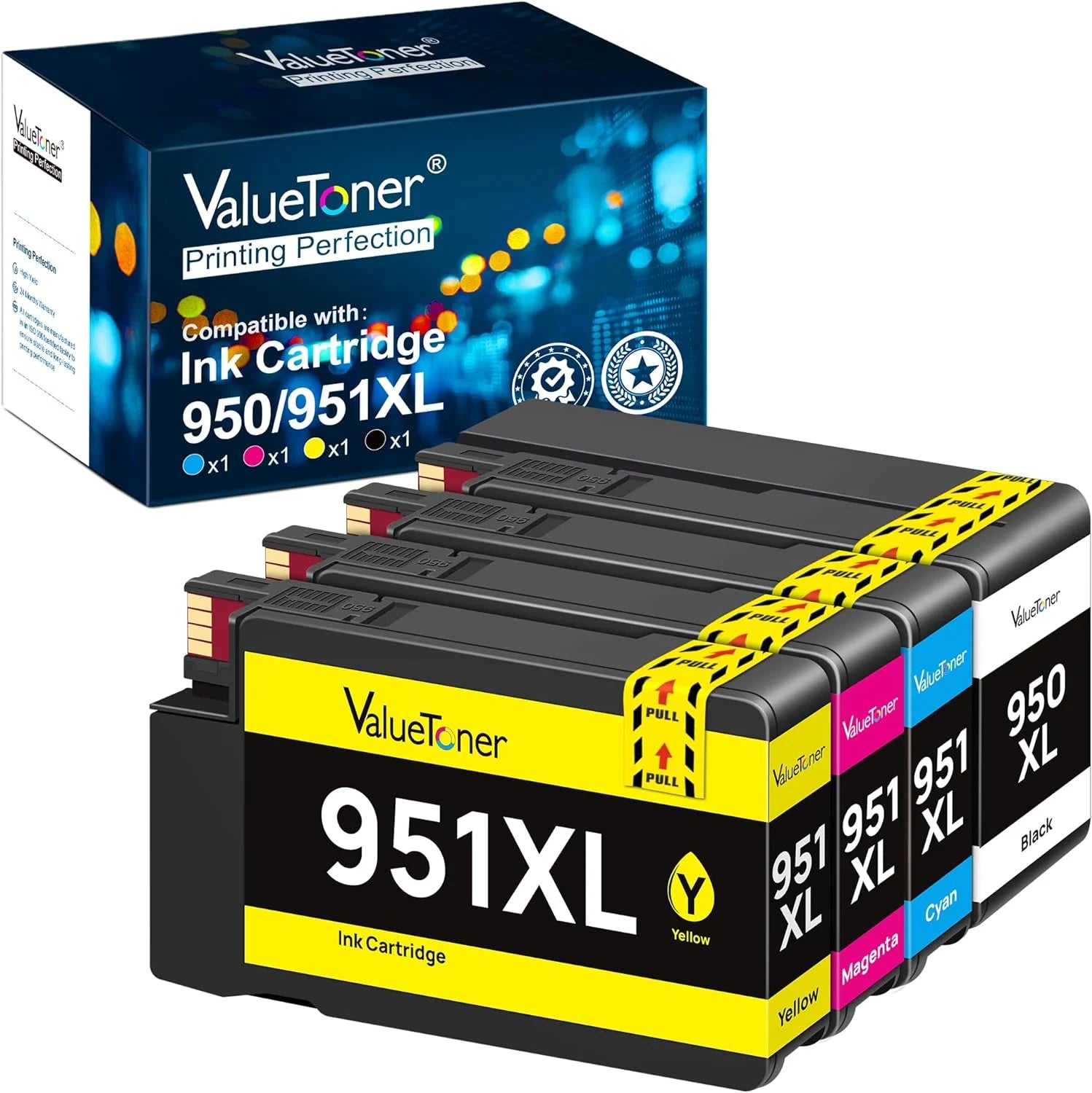 Valuetoner Compatible Ink Cartridge Replacement for HP 950XL 951XL 950 XL 951 XL for Officejet Pro 8600 8610 8100 8615