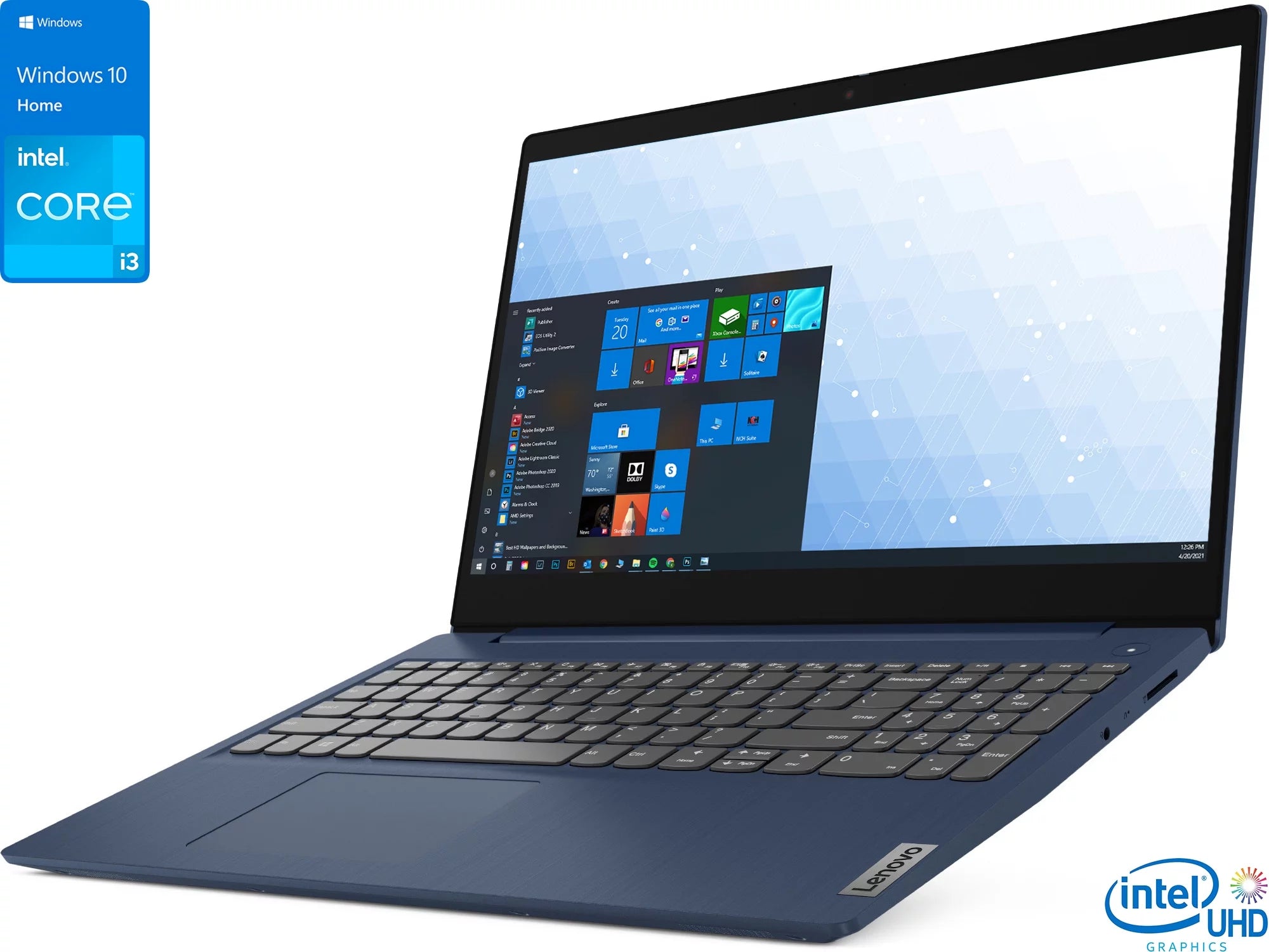 Lenovo IdeaPad 3i Laptop, 15.6 FHD Display, Intel Core i3-1115G4 Upto 4.1GHz, 4GB RAM, 256GB NVMe SSD, HDMI, Card Reader, Wi-Fi, Bluetooth, Windows 10 Home S
