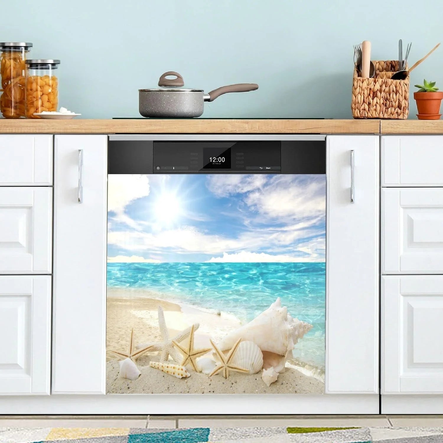 Coolnut Sea Beach Dishwasher Magnet Cover Decorative Magnetic Door Cover Front Dishwasher Cover Decoration Kitchen Magnetic Panel Sticker for Kitchen,23x26inch