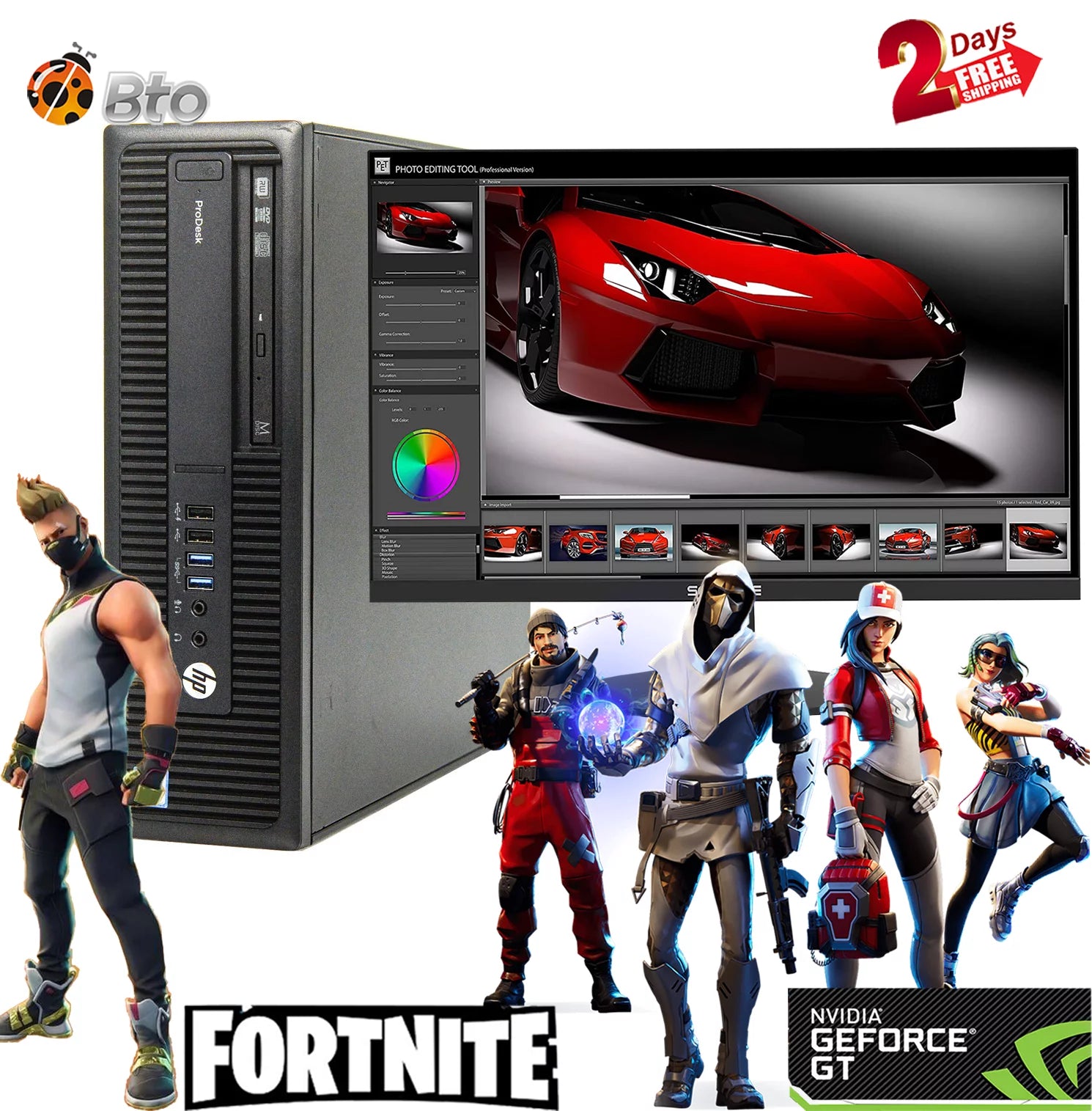 Pre-Owned Gaming HP Prodesk 600 G2 SFF Desktop Computer Core i5-6th, 16GB Ram, 240GB SSD, 1TB HDD, New 20LCD, Nvidia GT 1030, Keyboard & Mouse, WiFi, Bluetooth, Win10 Home (Refurbished)