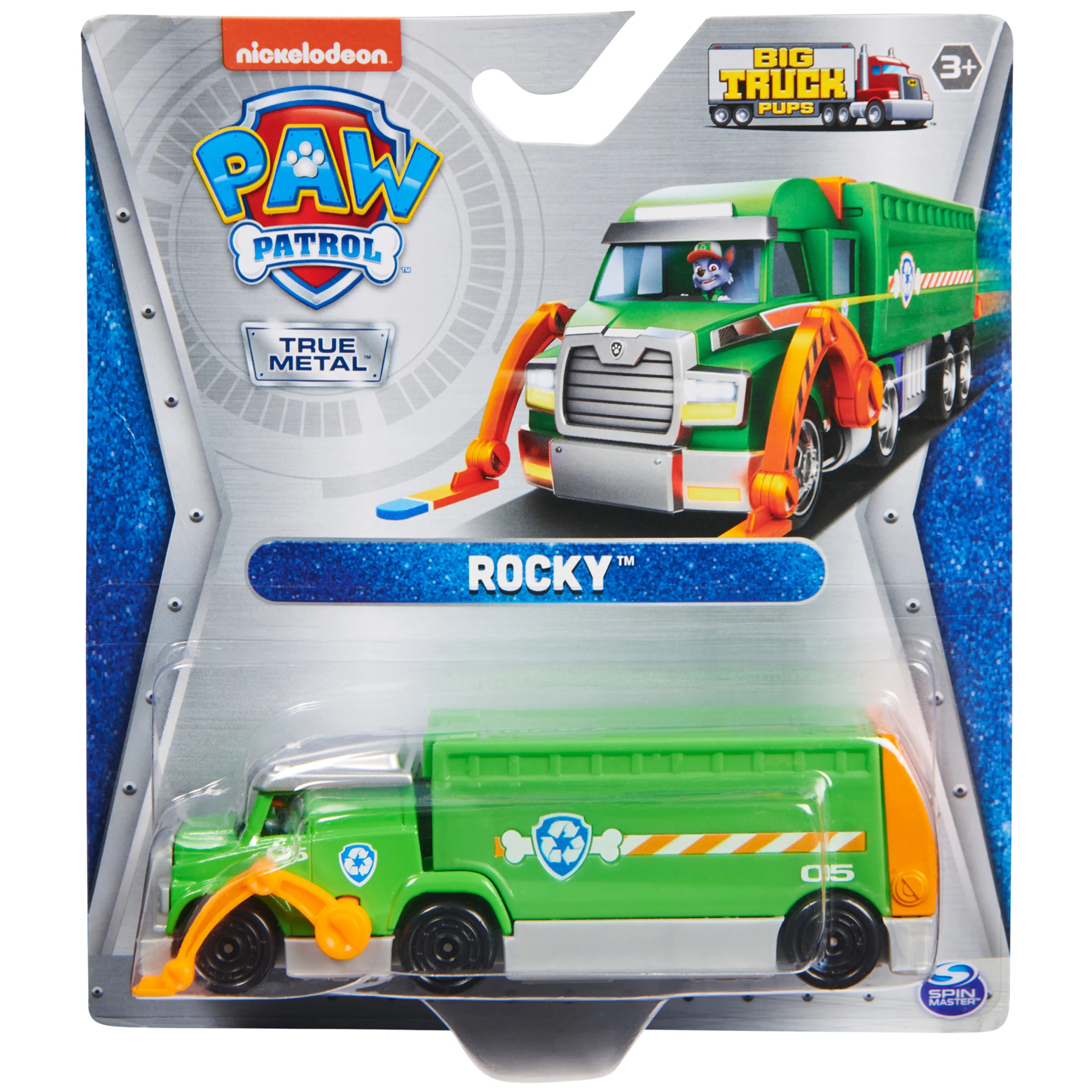 PAW Patrol, True Metal Rocky Collectible Die-Cast Toy Trucks, Big Truck Pups Series 1:55 Scale