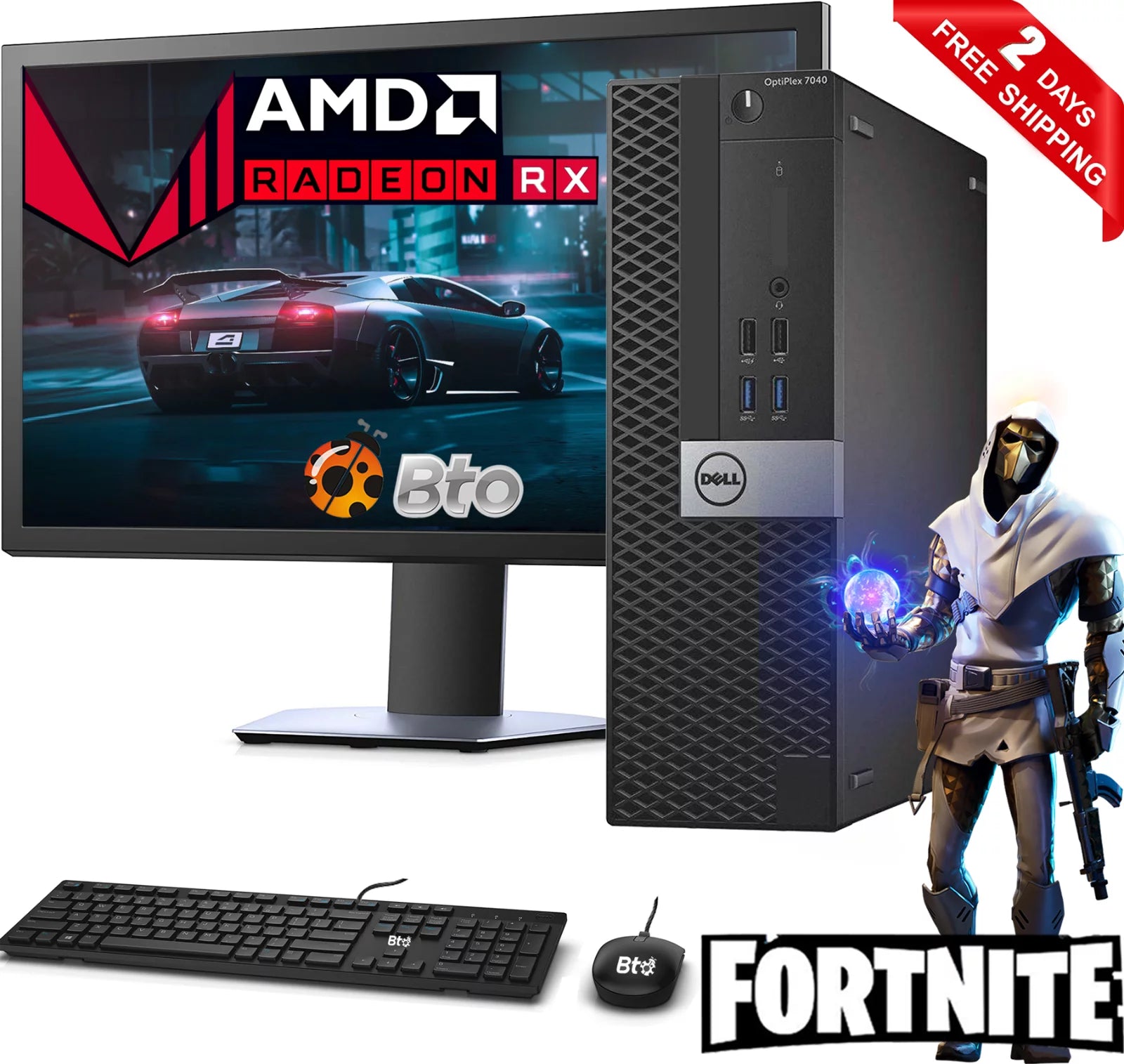 Gaming Dell OptiPlex 7040 Small Form Computer Desktop PC Core i5 Processor, 16GB ddr4 Ram, 1TB HDD, 256 GB NVMe SSD, AMD Radeon RX 550 Phoenix 4GB GDDR5, New 19 LCD, WiFi, Windows 10 (Refurbished)