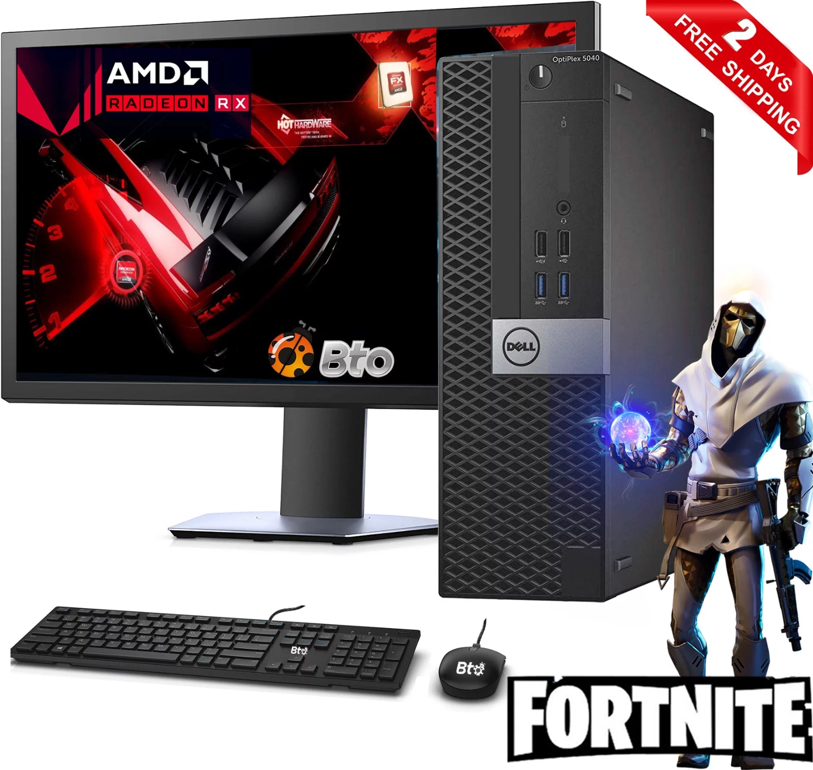 Restored Gaming Dell OptiPlex 5040 Small Form Computer Desktop PC Core i5 Processor, 16GB ddr4 Ram, 2TB HDD, 256 GB NVMe SSD, AMD Radeon RX 550 Phoenix 4GB GDDR5, New 20 LCD, WiFi, Windows 10 (Refurbished)