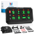 MICTUNING P1s 5.5 inch 8 Gang Switch Panel Green Backlight 3 Silicon Button, 5-Level Brightness, 3 Lighting Modes Momentary Strobe, For Truck SUV UTV Offroad Car