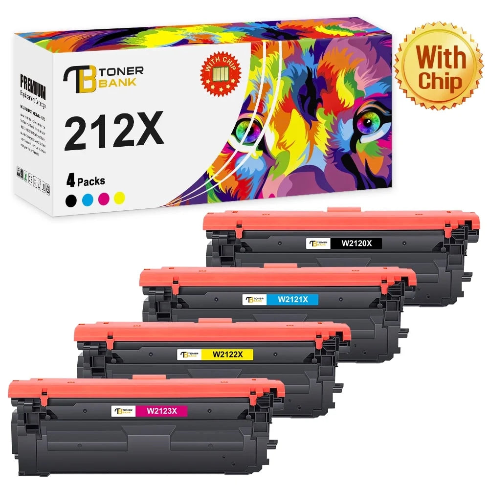 Toner Bank 212X Toner Cartridge 4-Pack Compatible for HP 212X W2120X 212A W2120A Color Laserjet Enterprise M554dn M555dn MFP M578f M578dn M554 M555 M578 Printer | W2120X W2121X W2122X W2123X