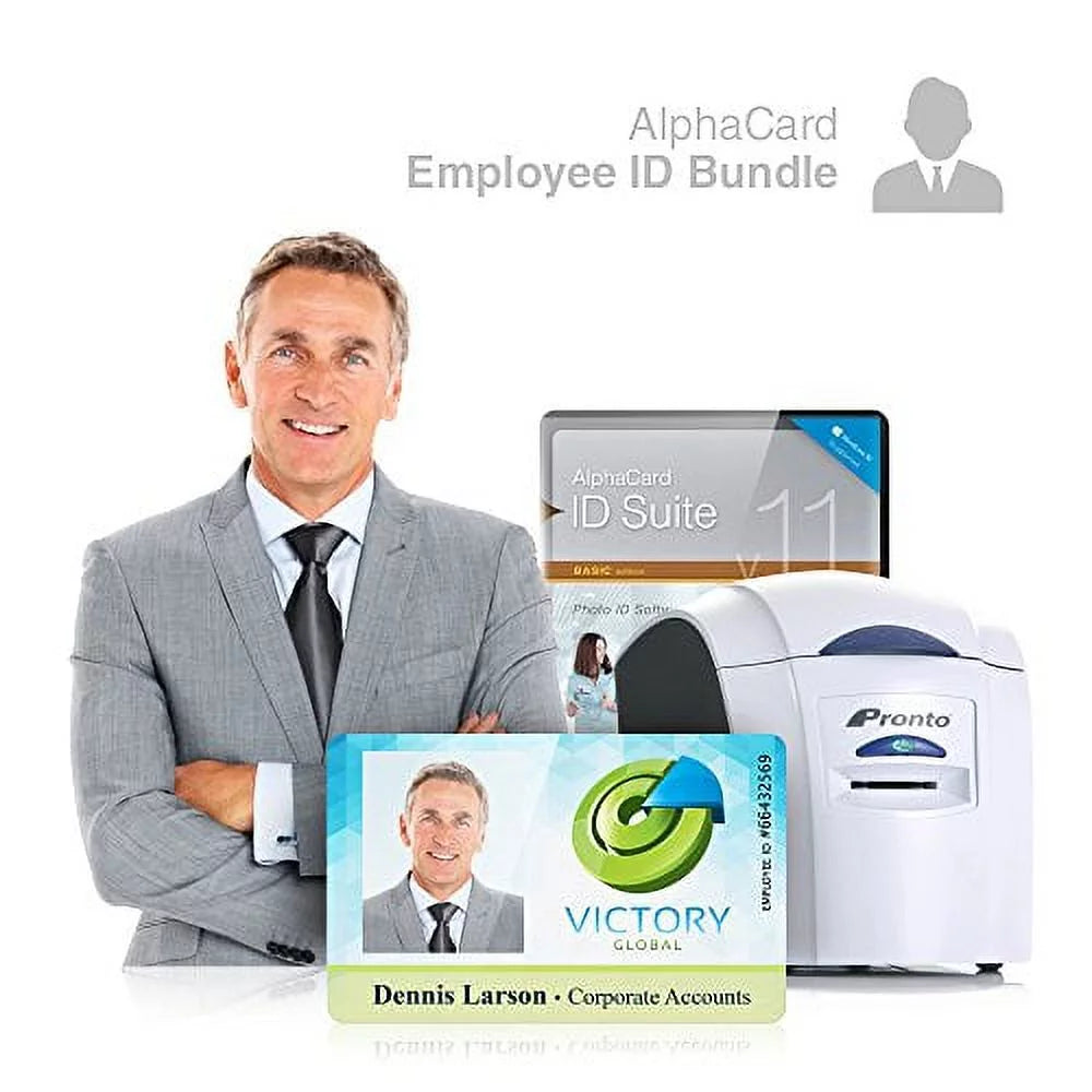Employee ID Card Printer System for businesses: Everything you need for your business: AlphaCard printer, Employee design software, ID Supplies