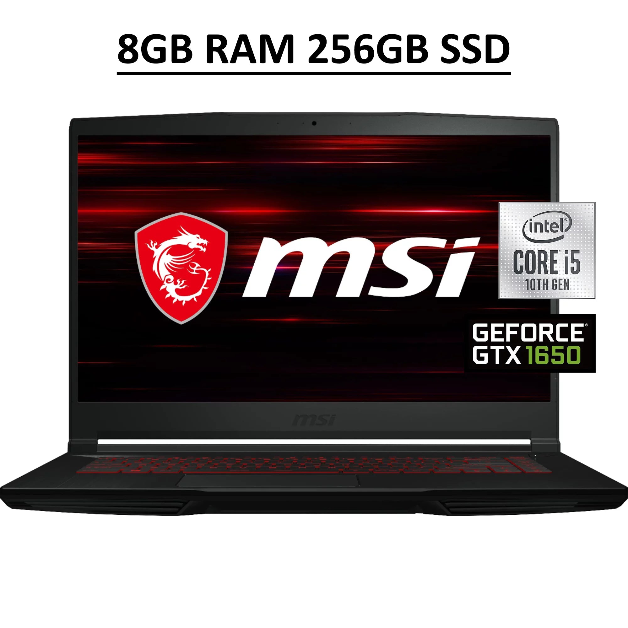 MSI GF63 Thin Gaming Laptop 15.6 FHD IPS Display 10th Gen Intel Quad-Core i5-10300H 8GB RAM 256GB SSD NVIDIA GeForce GTX 1650 4GB Backlit Keyboard HDMI WiFi6 Nahimic Webcam Win10 Black